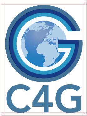 For a usage that demands logo resizing lower than 6,5 x 9,92 cm (landscape version) and lower than 13,45 x 6,5 cm (portrait version), use the version on this page with the icon and the written C4G.
